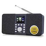 MangoKit MD5 Stereo DAB,DAB+ Digital Radios with Bluetooth,FM Kitchen Radio Mains and Battery Powered,Color Display,40 Preset Stations,Alarms &Clock,Snooze Timer,Headphone Port-Dark Grey