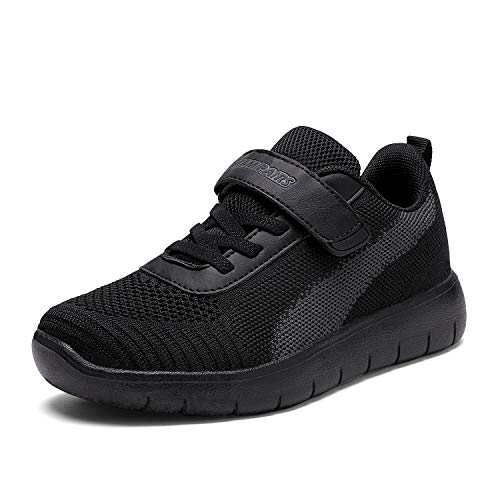 DREAM PAIRS Boys Girls Shoes Kids Tennis EZ-Ons MagicZips Athletic Running Walking Barefoot Zero Drop Sneakers 10 Toddler Black/Dark/Grey