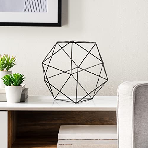 Torre & Tagus Polygon Iron Frame Decor Ball, Large, Black #TOP2