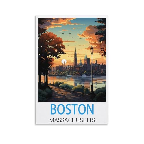 Impression sur toile Boston vintage 50x75 cm pour décoration murale