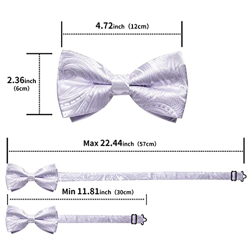Image of DiBanGu Paisley Pre-Tied Bow Ties for Men Silk Adjustable Bowtie and Pocket Square Cufflinks for Wedding Party