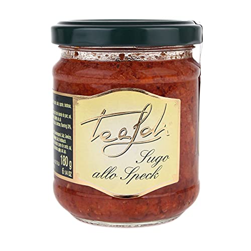 Tealdi Feinkost Tomatensauce mit Speck, Perfekt für Pasta, Italienische Spezialitäten, Italien, Pesto, Sauce, Sugo, italienische Feinkost, 180 g Cover