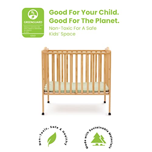 Delta Children Folding Portable Mini Baby Crib with 1.5-inch Mattress - Greenguard Gold Certified, Natural - Image 4