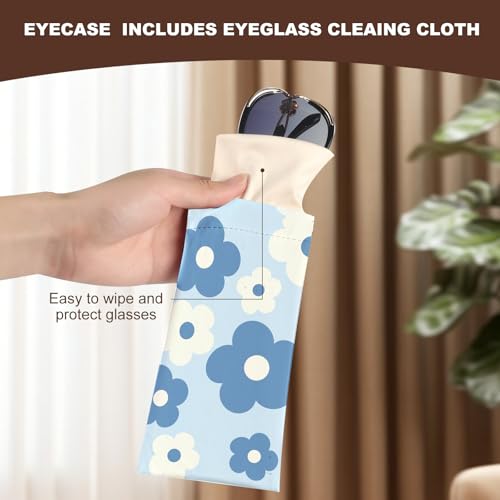 Image of Anikathy 2Pcs Sunglass Eyeglass Glasses Case Soft PU Leather with Cleaning Cloth Portable Glasses Pouch Bag for Men Women