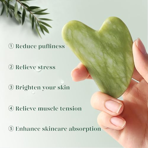 BAIMEI IcyMe Gua Sha and Jade Roller for Face, Natural Jade Face Roller with Ridge Design for Reducing Puffiness & Skin Firming,Facial Sculpting Tool, Self Care Gift for Women Men - Image 6