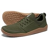 AIRHAS Mens Barefoot Shoes with Wide Toe Box Gym Workout Sneakers for Men Zero Drop Walking Shoes(Olive/Gum,12.0)