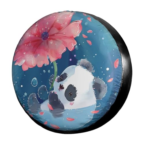 Image of Dujiea Cute Panda Spare Tire Cover, Universal Wheel Tire Cover Waterproof Dust-Proof Tire Protectors for Jeep Trailer Rv Van SUV Truck Camper and Many Vehicle 14 15 16 17 Inch