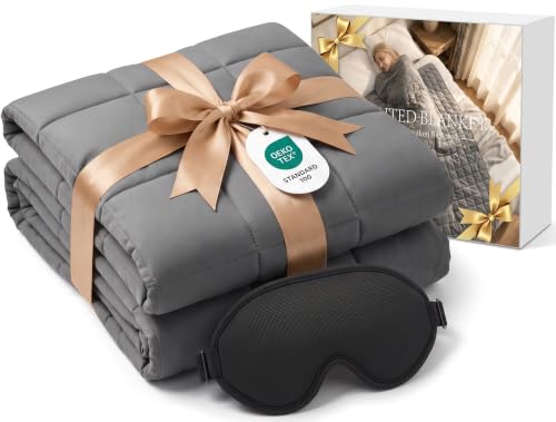 Image of Weighted Blanket with Sleep Mask Queen Size (60 inch x 80 inch 15lbs), Soft Cooling Heavy Blanket for Sleeping, Breathable All Season Comfort with Premium Glass Beads,Machine Washable