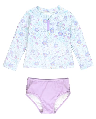 RuffleButts Baby/Toddler Girls Rash Guard 2-Piece Set