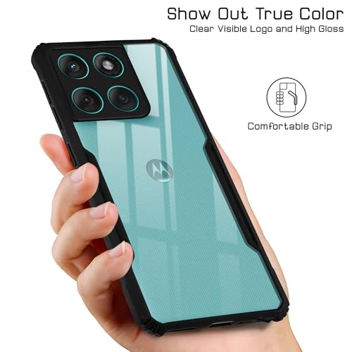 Image of Jkobi Back Cover Case for Motorola Moto Edge 60 Fusion (Shockproof with Polycarbonate Clear Panel | Professional Black)