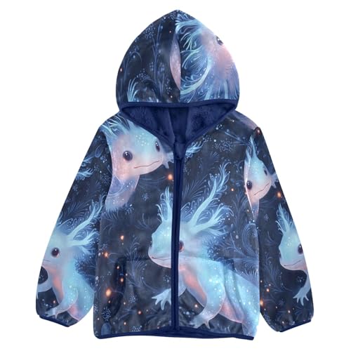 Magical Creatures in Night Toddler Fleece Jacket Girl Boys Hooded Fleece Jacket Coat Warm Outwear Zip-up 3-10T