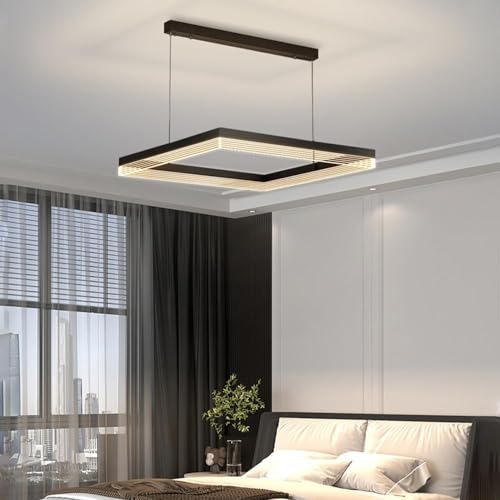 Lámpara colgante con luz de suspensión regulable negra y rectangular con mando a distancia 2