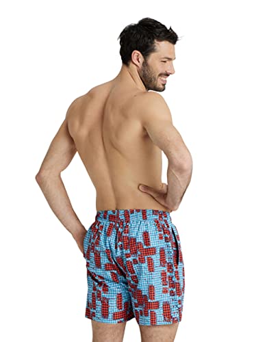 ARENA Men's Beach Boxer Allover Swim Trunk Beach Shorts, Red/Multi, X-Small3