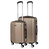 ITACA - Maletas de Viaje Juego Maletas 4 Ruedas - Juego de Maletas de Viaje - Juego Maletas de Viaje Ligeras. Candado de combinacion, Champagne