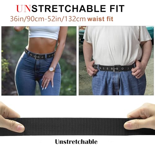 2 pack Nylon Men's belt for Women and Men 1.5inch With Metal Buckle Outdoor Belt,Thick and Durable 150CM/59IN Long, Normal3