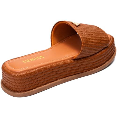 Sandália Feminina Tamanco Flatform Confortável Juta caramelo39