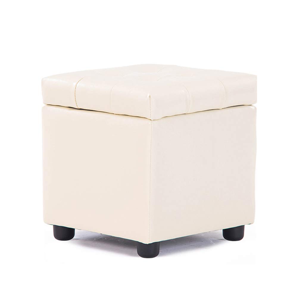 Poufs tabourets multifonctions avec coffre de rangement intégré en tissu PU orange