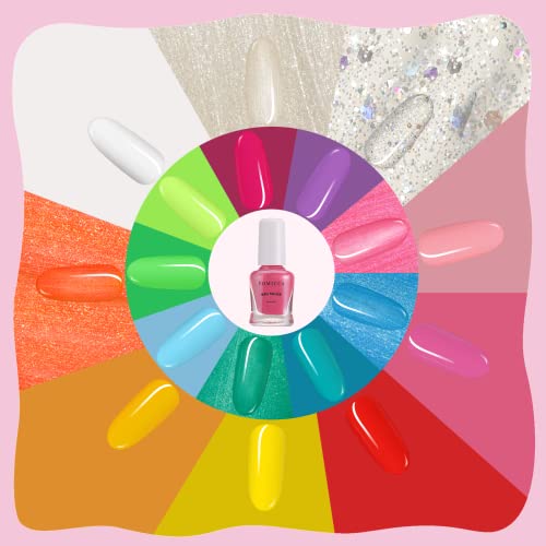 Tomicca - 18 Rainbow Colors Kid Nail Polish Set For Girls, Natural Safe Non Toxic Odorless Water Based Peel Off Quick Dry Nail Polish Super Sparkly For Party Birthday Gift #TOP4