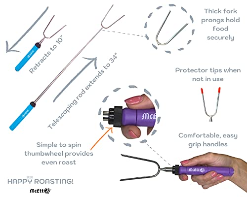 Mcett Smores Caddy - Multi-Tray S'mores Storage Box (Roasting Sticks Are Included) & Fun Smores Stickers - Hold Marshmallows, Chocolate, Crackers, Candy, & Skewers - Camping & Campfire Accessories Kit #TOP4