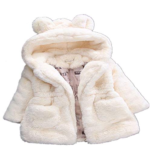 ADO Stap 6t Winter Coat Girls,Winter Fleece Coat with Hood Kids Faux Fur Jacket Thicken Outwear Warm Overcoat7-8years