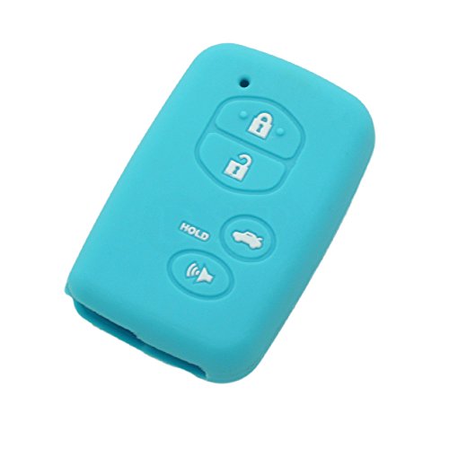 BROVACS Silicone Cover Protector Case Holder Skin Jacket Compatible with TOYOTA Avalon RAV4 Camry Venza Prius 4 Button Smart Remote Key Fob CV2405 Light Blue