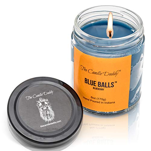 Blue Balls - Blueberry Scented Candle - Funny- 6 Ounce Jar Candle- Hand Poured In Indiana #TOP2