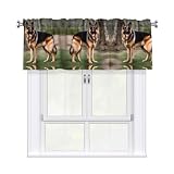 WHJDPP Cortinas cortas de arce con cenefa de perro pastor alemán de 137 x 45 cm, cenefa de cortina, cocina, baño, lavandería, estudio, decoración del hogar