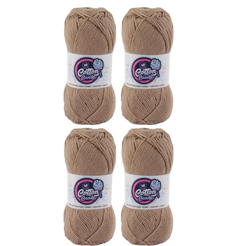 Image of NESTNHAVEN Cotton Candy 100% Cotton Yarn - (100g, 185 Meters) - Luxury Yarn for Crochet, Amigurumi, Embroidery, Toys, Garments, Flowers and Hobby, Projects. (Dark Beige) | (400 Gm)