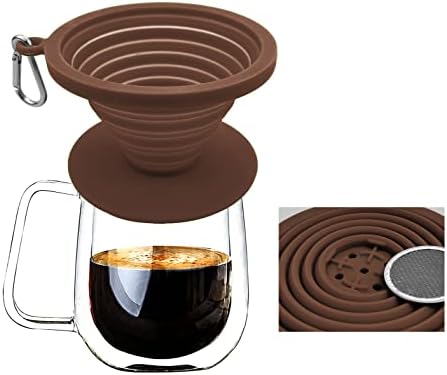 Collapsible Coffee Dripper Pour Over Coffee Filter, Coffee Maker,Paperless BPA Free Silicone Coffee Filter with Lid Seal,Dishwasher Safe,Carabiner for Hiking, Backpacking,Camping and Outdoor Survival