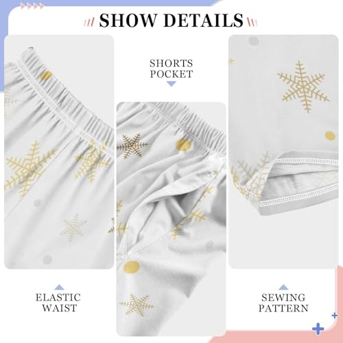 Boys' Pants Christmas New Year Gold Snowflakes Long Bottoms Jogger Pants Elastic Waist Trousers with Pockets S-XL4