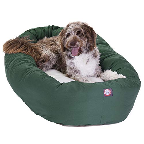 Image of Majestic Pet 52 inch Green & Sherpa Bagel Dog Bed Products, 52.0 inchL x 35.0 inchW x 14.0 inchTh