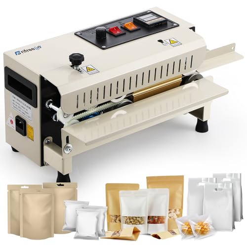 Frifreego 全自動シーラー機 業務用 卓上型シーラー 最大12m/min 0-300℃温度調整可能 デジタル表示 シール幅10mm 簡単操作 フプラスチック袋/アルミ袋/クラフト紙 フードシーラー ヒートシーラー 連続シーラー機 日本語取扱説明書付き