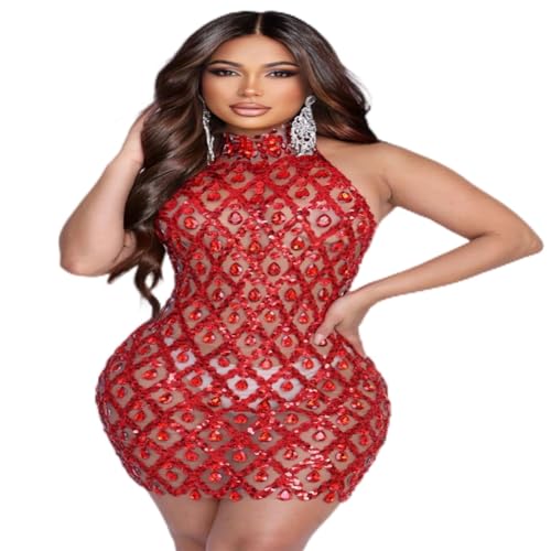 knee length dresses for ladies Miss Circle Women Wallie Pink Rhinestone Embellished Mesh Backless Gown