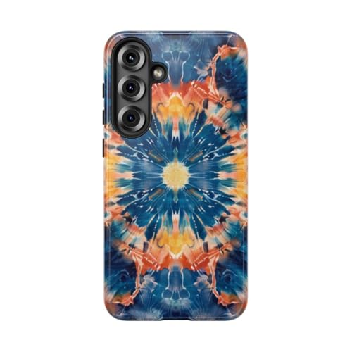 Coque Samsung S25 Plus bleu mandala tie-dye résistante et brillante