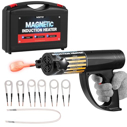 NEWTRY Magnetic Hand‑Held Induction Heater kit with 8 Coils, 1500W Bolt Heating Removal Tool for Rusty Nuts Screws and Bolts, 220V