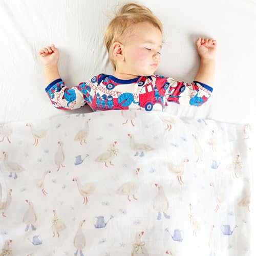 Image of LifeTree Baby Swaddle Blankets, Boys Girls Muslin Swaddling Wrap Receiving Blanket for Newborn, 70% Viscose from Bamboo and 30% Cotton, Large 47 inch x 47 inch, Duck and Checkered
