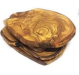 Olive Wood Coasters 100% Natural & Organic - Set of 4 - Handmade - With a Special Gift Box