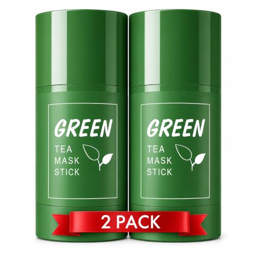 Liftouch 2pcs Green Tea Mask Stick Deep Cleanse Clay Mask for Face Blackhead Remover & Pore Cleansing Oil Control & Hydrating All Skin Types Easy Twist-On Application