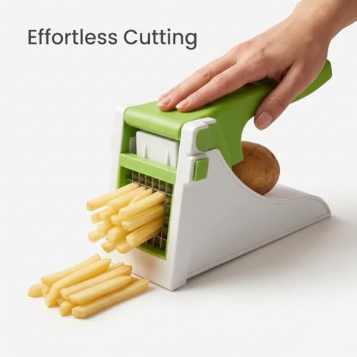 Image of French Fries Cutter Machine | Potato Chips Cutter & Vegetable Chopper | Manual French Fry Cutter for Potato, Carrot & Cucumber | Kitchen Slicer (Pack of 1)