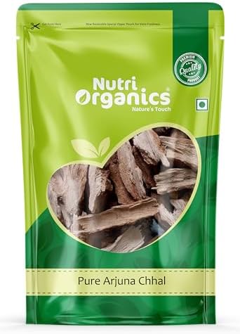 NutriOrganics Arjun Ki Chaal - 400 Gm Dried- Arjuna Tree Bark - Raw | Lowers Bad Cholesterol