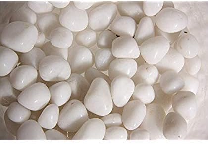 uniq world wide Glossy Stone Pebbles for Aquarium Decor, 1 Kg (White)
