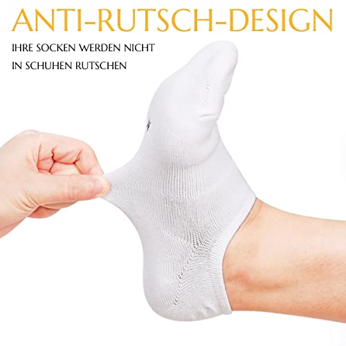 Blu Ninfee Krótkie Skarpetki Damskie Męskie Unisex 10 Par, Niewidoczne Sportowe Letnie Bawełniane z Oddychającym Antypoślizgowym Silikonem, 4 Czarny + 4 Biały + 2 Szary, 43-46 EU