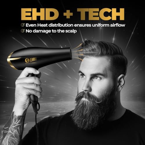 Image of Beardo Studio Professional Hair Dryer with Hair Brush | High Power Fast Drying & Volumizing Brush for Frizz-Free Salon Style Finish | Multiple Heat Settings | Professional Grooming Tool for Men | Set of 2