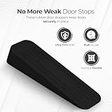 EVOKK Pack of 5 Door Stops, Heavy Duty Floor Rubber Stoppers, Anti-Skid Rubber Wedges, Durable Non-Slip Design, Works on Wooden Carpet Tile, Indoor Door Stopper Set, Black - Image 2