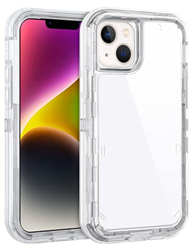 Wollony For Iphone 14 Plus Clear Case 3 In 1 Hybrid Heavy Duty Protection Shockproof Hard Bumper Anti-Drop Full Body Protective Covertransparent Rubber Anti-Scratch Case For Iphone 14 Plus 6.7 Inch #TOP9