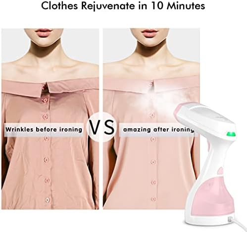 homeasy Clothes Steamer, 1500W Handheld Portable Garment Steamer for Home and Travel Steam Cleaner Fabric Steamer Wrinkle Remover 25s Fast Heat-up, 280ml Pink, Small (Updated Version)