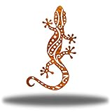 Riverside Designs Metal Gecko Lizard Outdoor Wall Decor Garden Art Decoration (18, Copper)