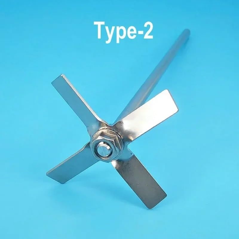 Stainless Steel 30° Three Leaf & Cross Leaf Stirring Paddle Spiral Impeller Blade Set for Laboratory Electric Mixers(60x8x300mm Type-1)