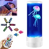 Lámpara sensorial para pecera, lámpara sensorial para peces, medusas de luz de estado de ánimo, lámpara de pez de burbujas, lámpara de mesa con luz LED de 16 colores con control remoto, para niños y