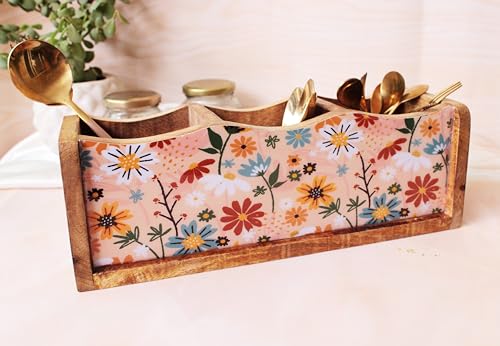 Image of Monstera Hut - Wooden Cutlery Holder| Cutlery Stand For Kitchen | Spoon Holder |Utensil Holder for Kitchen Counter | Wooden Storage Organiser (30 *10*10 cm)